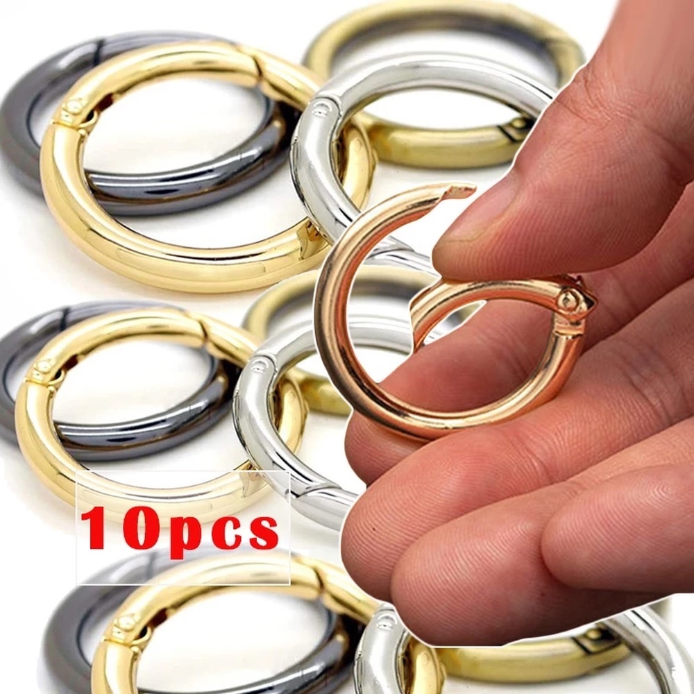 10Pcs/lot Metal O Ring Spring Clasps Openable Round Carabiner Keychain Bag Clips Hook Dog Chain Buckles Connector For DIY Jewelry