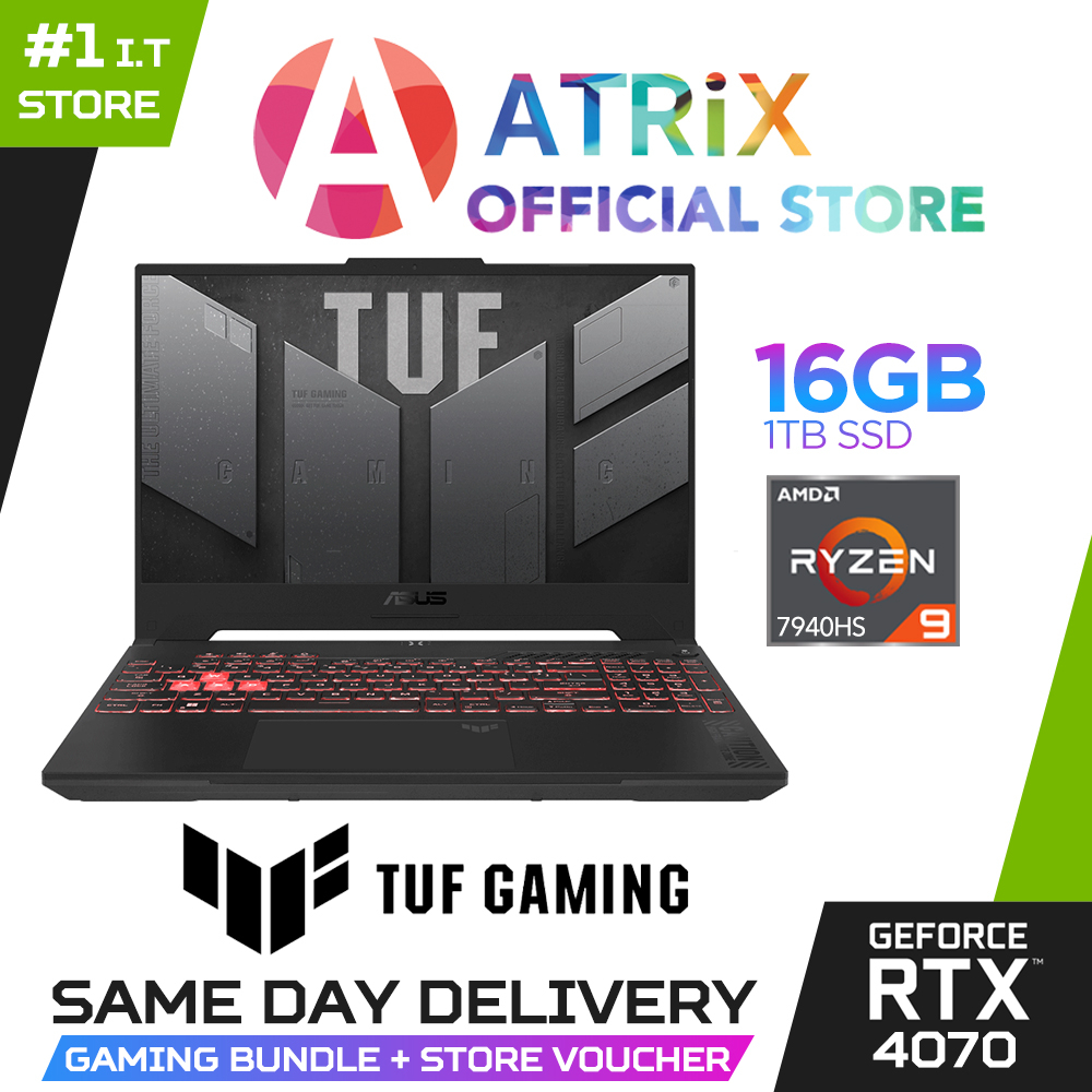 【Same Day Delivery】ASUS TUF Gaming A15 FA507XI-LP029W | 15.6" FHD | Ryzen9 7940HS | RTX 4070 | 16GB/1TB SSD | Win11 | 2Y