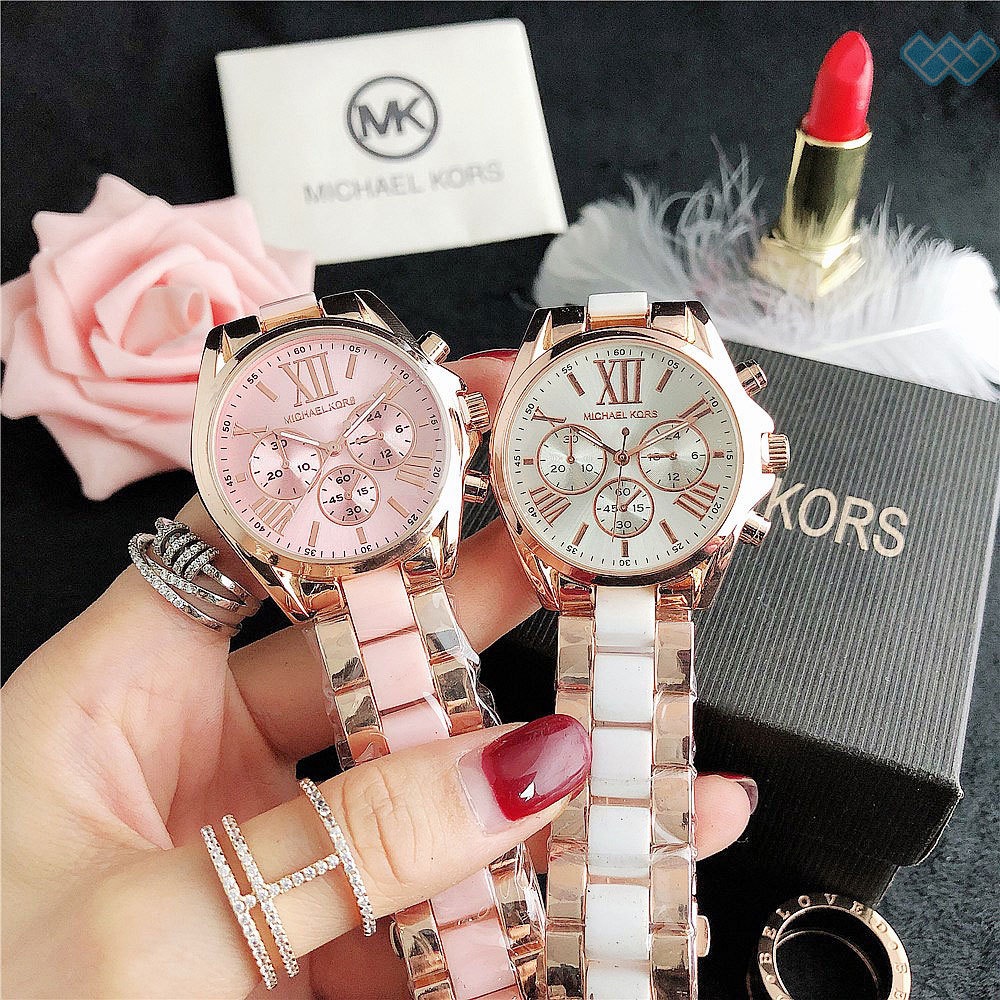 MK Watch for Women Alloy Strap Pointer Round Dial Watch with 3 Decorative Dials Quartz Wrist Clock Fashion Brand Design Trendy