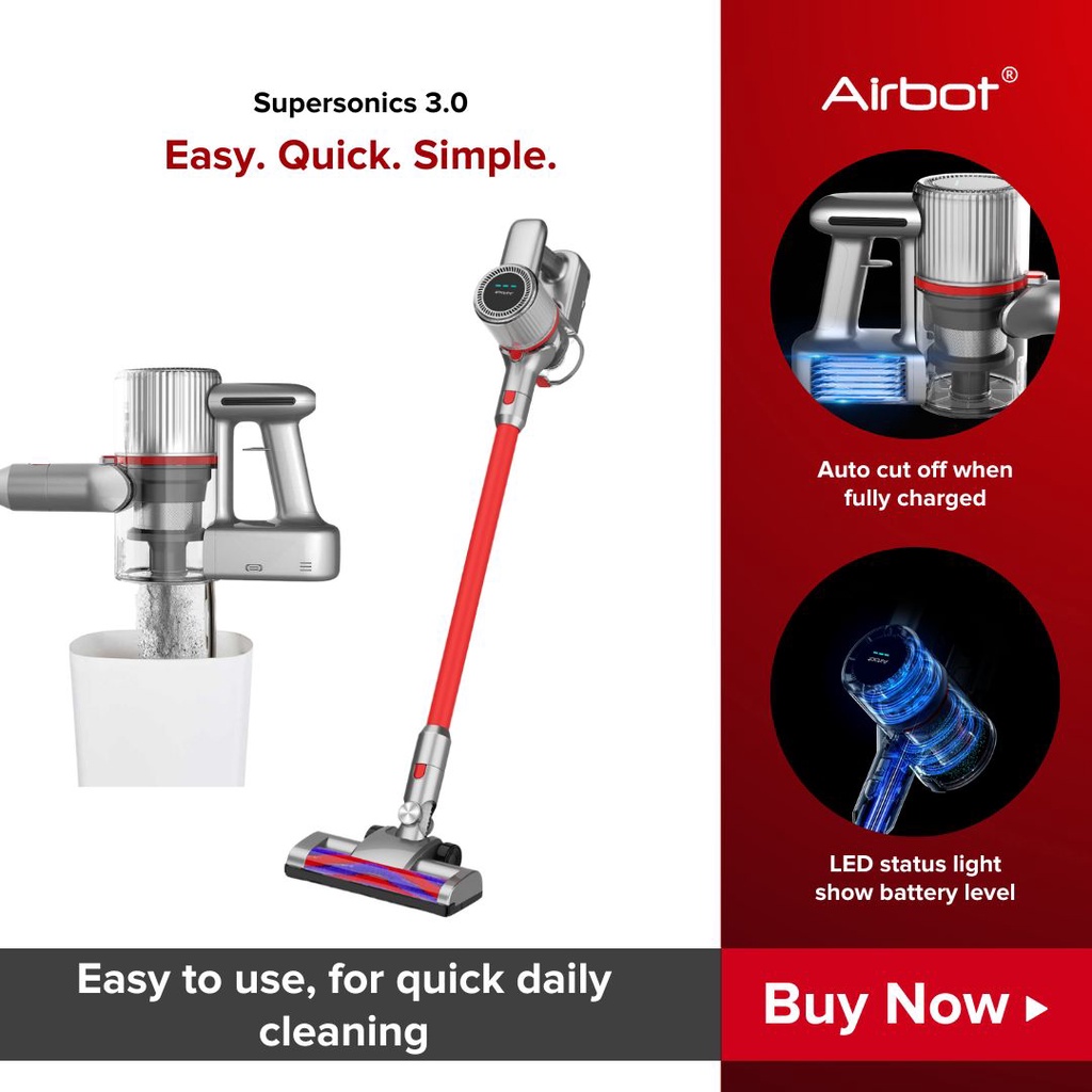 [ Pre-order ] Airbot Supersonics 3.0 Cordless Vacuum Cleaner Handheld Stick Portable Vacuum Dust Mite Killer