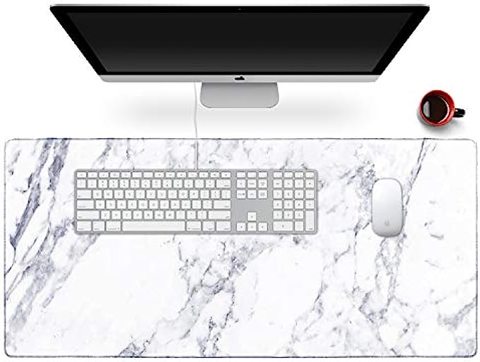 Anyshock Desk Mat, Extended Gaming Cute Mouse Pad 35.4" x 15.7" XXL Laptop Beauty Mousepad with Stitched Edges Non Slip Base, Waterproof Computer Desk Pad for Office, Home, Girls, Men(White