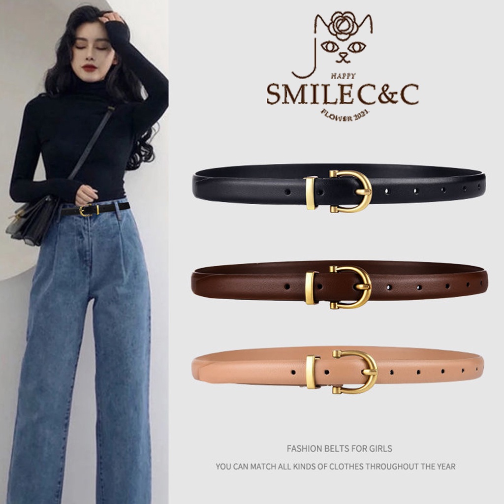 SmileFairyCC 【Ready Stock】High Quality Women's Leather Belt Fashion Soft Leather Waist Belts For Jeans Facebook hits